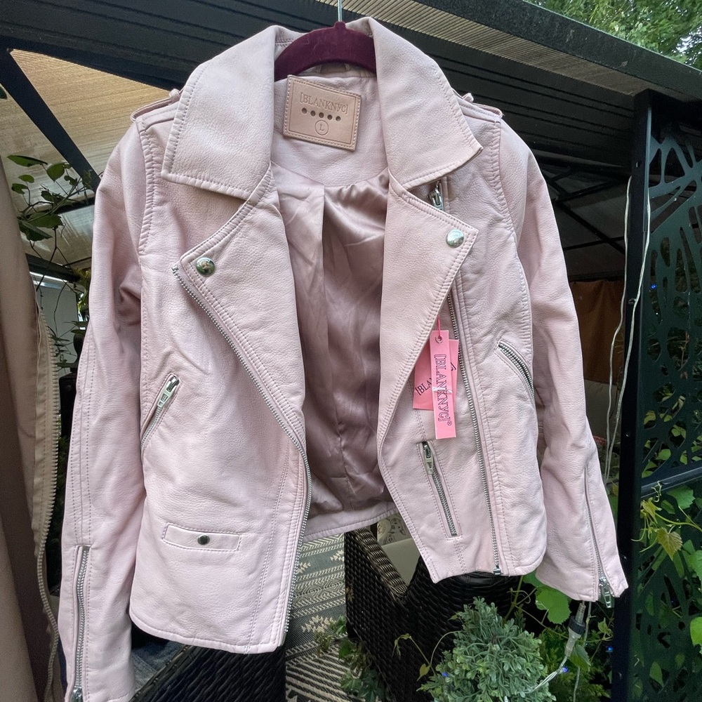 Blank NYC Women's Soft Pink faux Leather Jacket